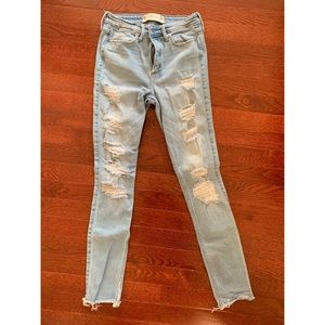 A&F Distressed High Waisted Skinny Jeans